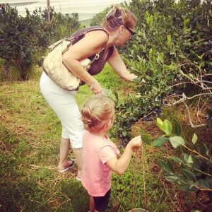 Kayla and her Nannie, picking blueberries!